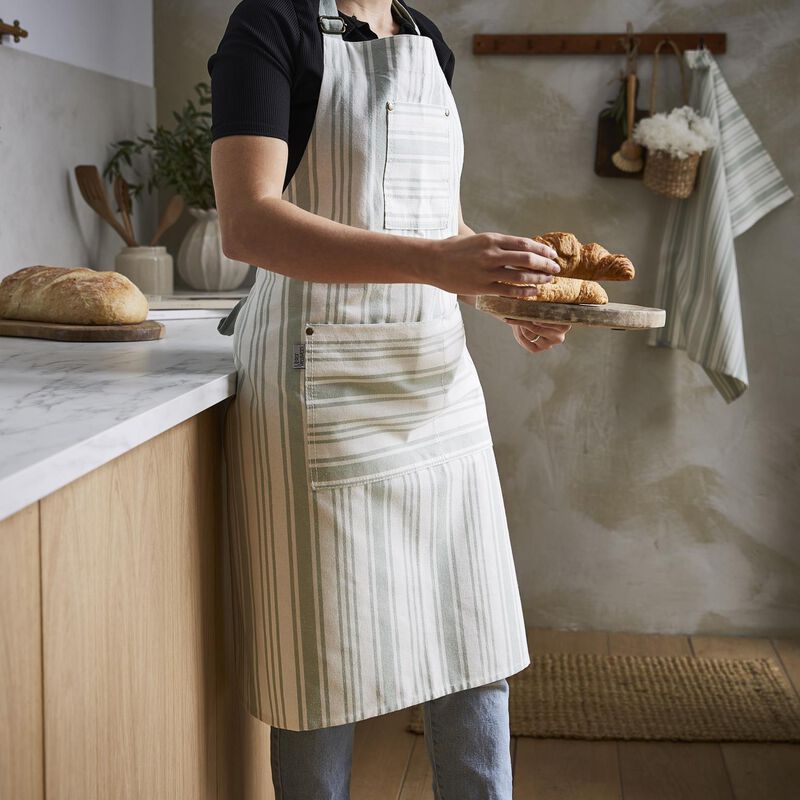 Ulster Weavers Sage Stripe Cotton Apron image number 1